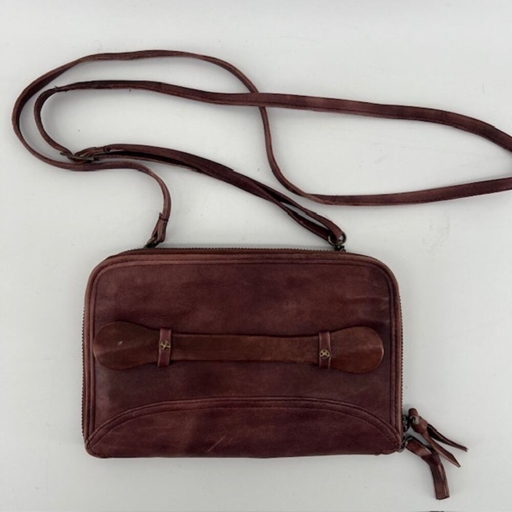 Free People We The Free Traveler Wallet Crossbody Wine Red Sheep Leather Clutch